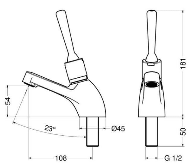 Grifo de lavabo temporizado serie CLASSIC con mando de palanca antivandálico - Idral