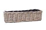 blumenkasten balkon korb aus natürlichem Rattan Blumenkasten Fensterbankkasten Pflanzkasten Pflanzkübel Blumenkübel Rattan Pianta 60 cm, Koobo Grey