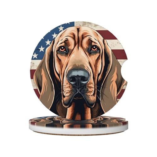 Posavasos cerámico para coche con bandera americana, 2 piezas