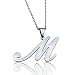 FUNRUN Womens Mens Stainless Steel Initial Letter Pendant Necklace,Letter M