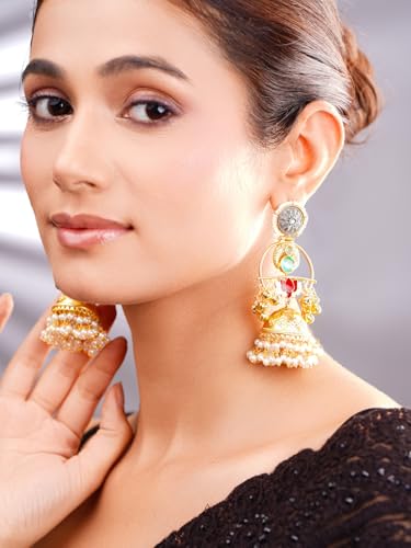 Image of Rubans Oxidised Dangle Earrings Boho Statement Jewellery Gift for Women & Girls