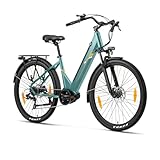 Touroll Urbano 3 27,5'' City E-Bike mit 70N.M Mittelmotor und 36V 13Ah Akku Pedelec Cityräder Elektrofahrrad, Max Geschwindigkeit 25km/h Max Reichweite 120km, Erwachsene Herren Damen Ebike (Blaugrün)
