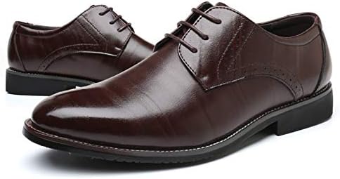 Santimon Men's Oxford Shoes Classic Formal Business Pointed Toe Lace Up Dress Shoes Brown 5.5 US | Image 3