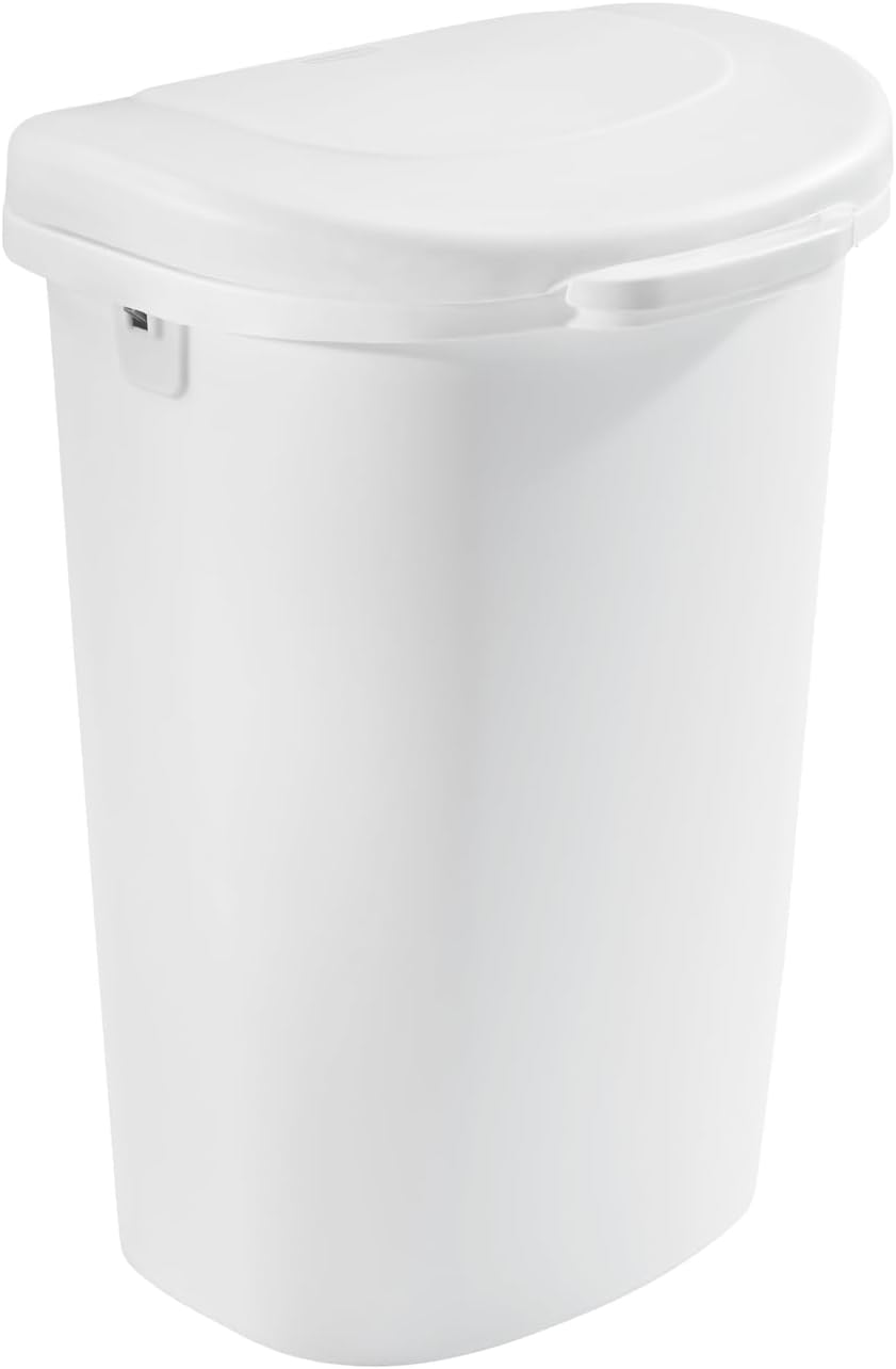 Amazon｜Rubbermaid 1843025 TouchTop Wastebasket, 13Gallon, White by
