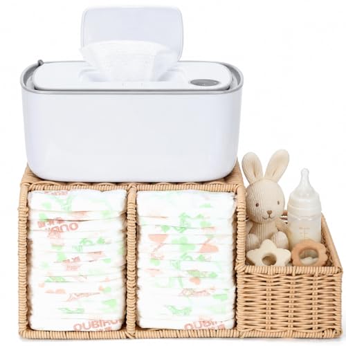 Klippehop Diaper Caddy Organizer Hand Rattan Nursery Storage Basket for Baby Essentials Baby Changing Table Organizer Perfect Nursery Assistant (Solid PE Rattan - Style 1 M)
