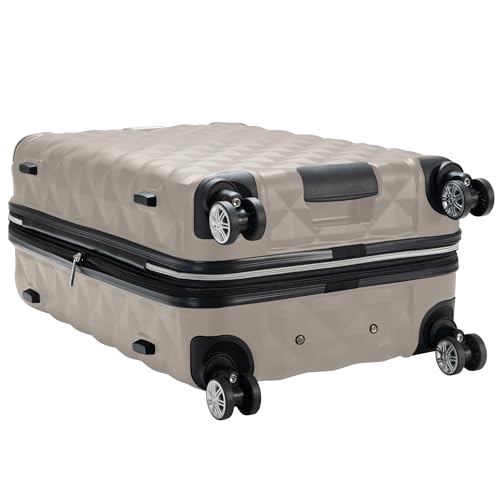 Image of Kenneth Cole REACTION Diamond Tower Collection Lightweight Hardside Expandable 8-Wheel Spinner Travel Luggage, Rye, 20-Inch Checked