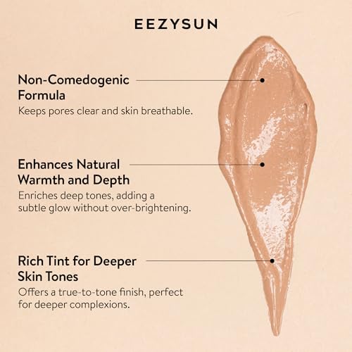 EEZYSUN BARE Tinted Sunscreen SPF 50 – Non-Greasy, Water-Resistant, Vegan & Reef-Safe with Hyaluronic Acid & Jojoba Oil – 1.69 fl oz – Deep