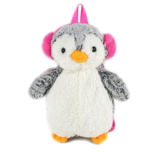 Image of Women Animal Teddy Bear Plush Backpack with Adjustable Straps (Penguin)