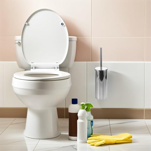 Brosse WC en acier inoxydable argenté Mikikit haute résistance