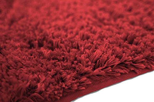 Mary 3 Piece Bathroom Rug Set, Luxury Soft Plush Shaggy Thick Fluffy Microfiber Bath Mat, Countour Rug, Toilet Seat Lid Cover, Non-Slip Rubber Back, Floor Mats Water Absorbent, Burgundy #TOP4