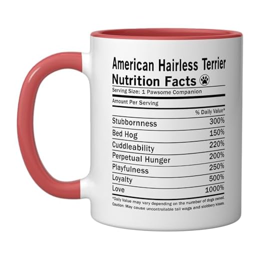 American Hairless Terrier Nutrition Facts Funny Dog Ceramic Mug, Red/White
