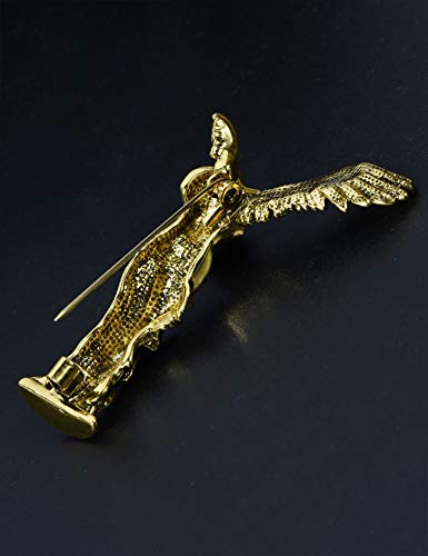 Image of Vintage Guardian Angel Jewelry Golden Crystal Flying Angel Wings Brooch Pin Wedding Bouquet Lapel Pin Jewelry for Women Bridal