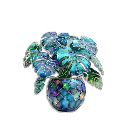 Imán de nevera acrílico forma planta monstera 3.15 pulg miniatura 2
