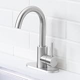 Comllen Brushed Nickel Bar Kitchen Faucet, Bar Sink Faucet Single Hole, Small Kitchen Sink Faucets, Prep Sink Faucets for Bar Bathroom Kitchen RV Camper Outdoor Laundry Vanity Lavatory