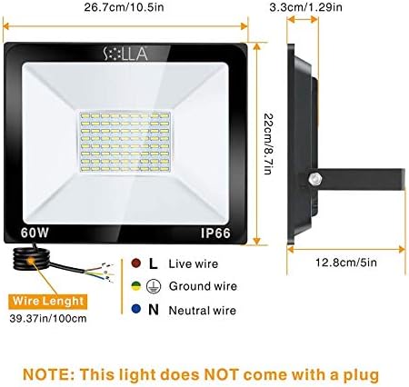 100W LED Floodlight IP66 Waterproof Outdoor Security Light, 8000LM, 6000K Daylight White, Outdoor Flood Light Wall Light for Yard, Garage, Warehouse, Parking Lot, Garden, Roads, Streets, Squares etc.