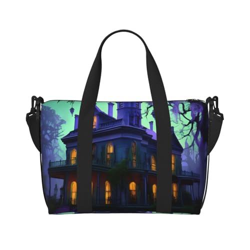 Bolsa de viaje versátil y ligera con estampado gótico negro para uso diario unisex