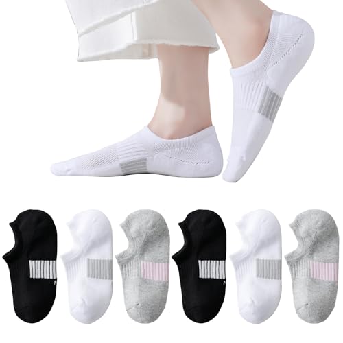 Image of EPEIUS Thick No Show Socks for Women Athletic Ankle Socks Cushioned Running Low Cut Non Slip Footies 3 /6 Pairs