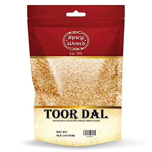 Spicy World Toor Dal Kori, Unoily, Madhi 4 Pound Bag - Indian Split Pigeon Peas - All Natural, Premium Quality, Vegan