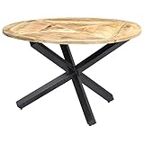 Pulido y barnizado FAMIROSA Mesa de Comedor Redonda de Madera Maciza de Mango 120x76 cm