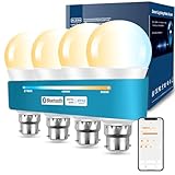 DUSKTEC 12W Smart Bayonet Bulb B22, 120W Equivalent Alexa Light Bulbs APP & Voice Control, Warm White to Daylight Dimmable Bluetooth Bulb Timer, A60 Energy Saving, 1200LM, No Hub, 4 Pack