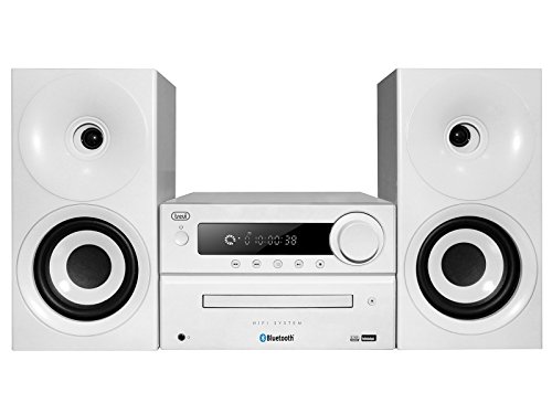 Trevi HCX 1080 BT - Microcadena (Microcadena de música para uso doméstico, Blanco, 1 discos, Bandeja, 40 W, De 2 vías)