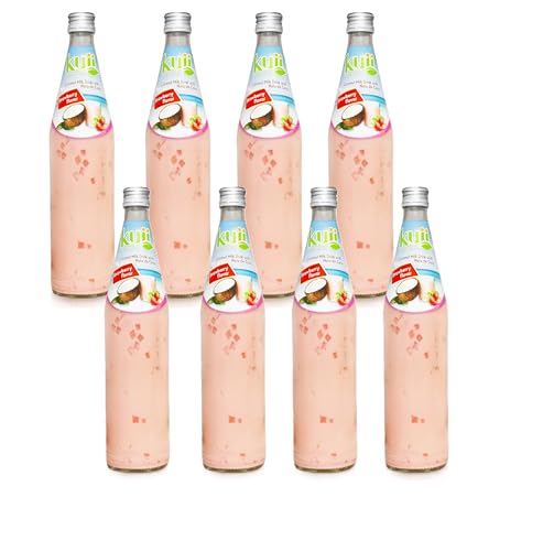 kuiii Hydrate Naturally Coconut Milk Drink with Nata de Coco – Strawberry Flavor – 8-Pack of 16.4oz (485mL) Bottles – Refreshing & Creamy Beverage