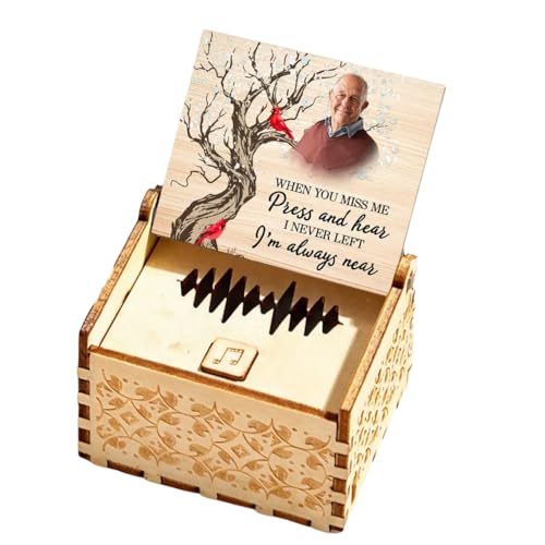 When You Miss Me Press and Hear, I Never Left I'm Always Near Custom Photo Memorial Wooden Music Box, Sympathy Musics Boxes for Loss of Loved One with Photo, In Loving Memory Gift for Loss of Dad Mom