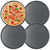 Cozary 4 Pezzi Teglia per Pizza Rotonda 26 cm, Acciaio al Carbonio con Rivestimento Teflon...