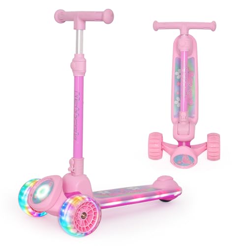 Nattork Kinderstep, 3 wielen, met breed antislip dek en T-bar-greep, balanstraining step met in hoogte verstelbaar, voor kinderen vanaf 3 jaar, maximaal 100 kg