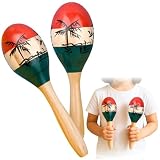 ideamall マラカス 木製 楽器 小型 2本組 (ヤシの木柄)