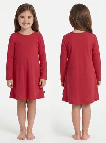 Image of City Threads Girls' 100% Cotton Long Sleeve Dress - Active Kids School, Playing, Parties - Made in USA