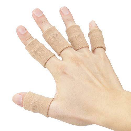 Finger Sleeves , Thumb Splint Brace For Finger Support, Breathable Elastic Finger Tape, Compression Pression Protector For Reliving Pain, Triggger Finger, Compression Aid For Sports, 10Pcs (Beige) #TOP6