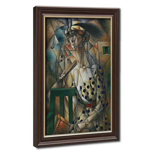 Tableau sur toile Woman With A Fan Jean Metzinger décoration murale bureau 20x30 cm