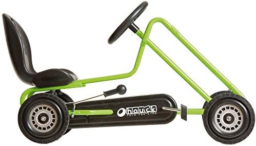Hauck Pedal Go Kart for Kids Lightening, Go Cart with Rubber Wheels, Handbrake, Three Position Adjustable Seat, 4-8 Years Old, Max. Weight 50 kg, High Backrest, Green