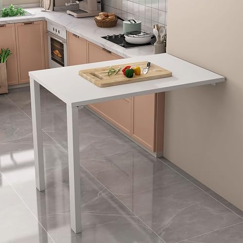 Mesa de Cocina Plegable for Montar en la Pared Mesa de Comedor abatible De Madera con Patas de Apoyo for Cuarto de Servicio comedore Dormitorio y Oficina doméstica(80x60cm/31.5x24in)