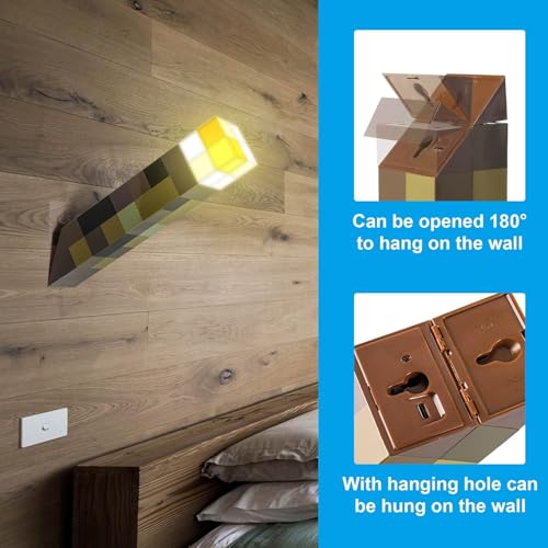Image of Torch Lamp with Wall Mountable - LED Torch Lamp, USB Rechargeable Night Light, Hand Held & Wall Mountable Table Light, Kid's Boys Birthday Party Living Room Bedroom Decor (3-Colors)