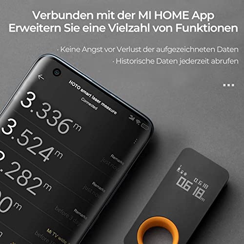 HOTO Laser Entfernungsmesser 30 m, ±2 mm Genauigkeit, Digital Laser Maßband Laser-Messgerät mit Bluetooth & OLED Display, USB-C Aufladung, m/ft/in Umschaltung, 7.3×3.3×1.7 cm, Zeigefingerring Design