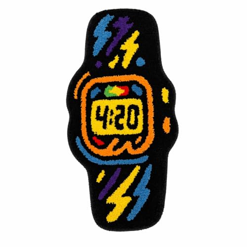 LAKEA Cartoon Watch Shaped Cool Gamer Rug, Luxury Timepiece Irregular Tufted Rug, Soft Non-Slip Accent Floor Mat for Man Cave, Bedroom & Gaming Room Hypebeast Decor, 25.2" x 35.4"