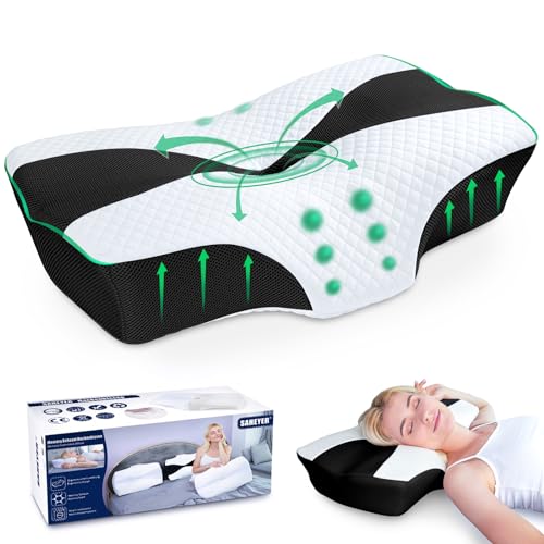 Cuscino Cervicale per Dormire Cuscino Ortopedico Cervicale e Cuscino Memory Foam Cervicale, Cuscino per Cervicale Ergonomico di Sostegno per il Dolore al Collo e Alle Spalle con Federa Lavabile