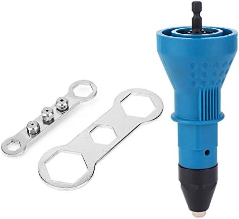 Adaptador de pistola remachadora eléctrica azul, adaptador de taladro inalámbrico, herramienta de inserción, kit de adaptador de remachador con 4