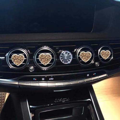 Image of 4 Pcs Leopard Print Heart Car Air Fresheners Vent Clips Long Lasting Car Diffuser Vent Clip Interior Decor Charm Decoration Cute Accessories for Women, Auto Accessories, Automotive Air Fresheners