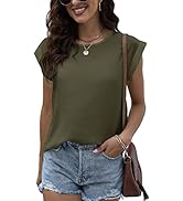 FaroDor Womens Casual Cap Sleeve Crewneck Tank Tops Loose Fit Basic Summer T Shirts