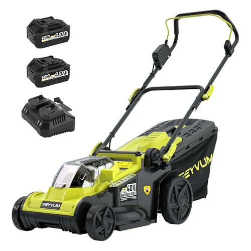 SEYVUM 40V 16-inch Cordless Lawn Mower with 45L...