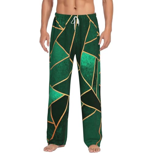 Pantalon de pyjama pour homme en flanelle imprimé noir et or