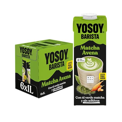 YOSOY Barista Matcha Bebida Vegetal - matcha latte con avena, sin azúcares añadidos, pack de 6 x 1L