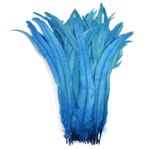 Black Rooster Feathers For Crafts 30-35Cm 12-14Inch Cock Chicken Tail Feather Decor Carnival Wedding Party Decoration - (Color: Lake Blue/Size: 500 Piece)