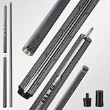 Carbon Fiber Jump Break Cue, Pro Taper Design, 12.9mm Cue Tip, Professional 3 Piece Break Cue, Uni-loc Joint Pin, Wrapless Grip, Low Deflection Break Cue Pool Sticks for Adults (Space Silver)