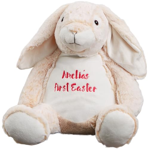 Personalization Universe Custom Embroidered First Easter Plush Bunny - 16" Stuffed Animal with Personalized Name and Message, Baby Gifts, Customized Basket Stuffer, Boys and Girls