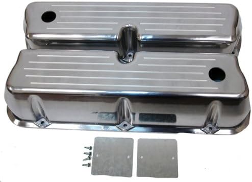 1962-85 Compatible with/Replacement for Ford Small Block 289-302-351W-5.0L Tall Polished Aluminum Valve Covers - Ball Milled