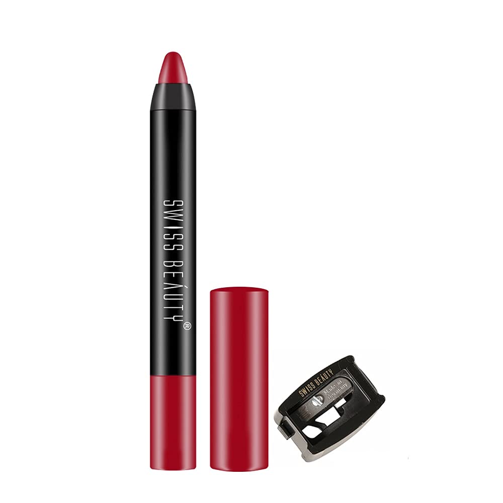 Swiss Beauty 12 Hrs. Stay Matte Lip Crayon, Red Flag, 3g - Long Lasting, Waterproof, Super Stay, Matte Finish Lip Crayon, Long Wear, Crayon Lipstick